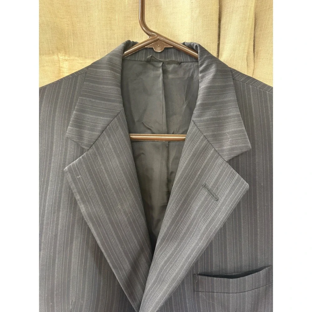 Jerome Fabrics Custom Tailored Pinstripe Blazer Grey Woven in England 3-Button